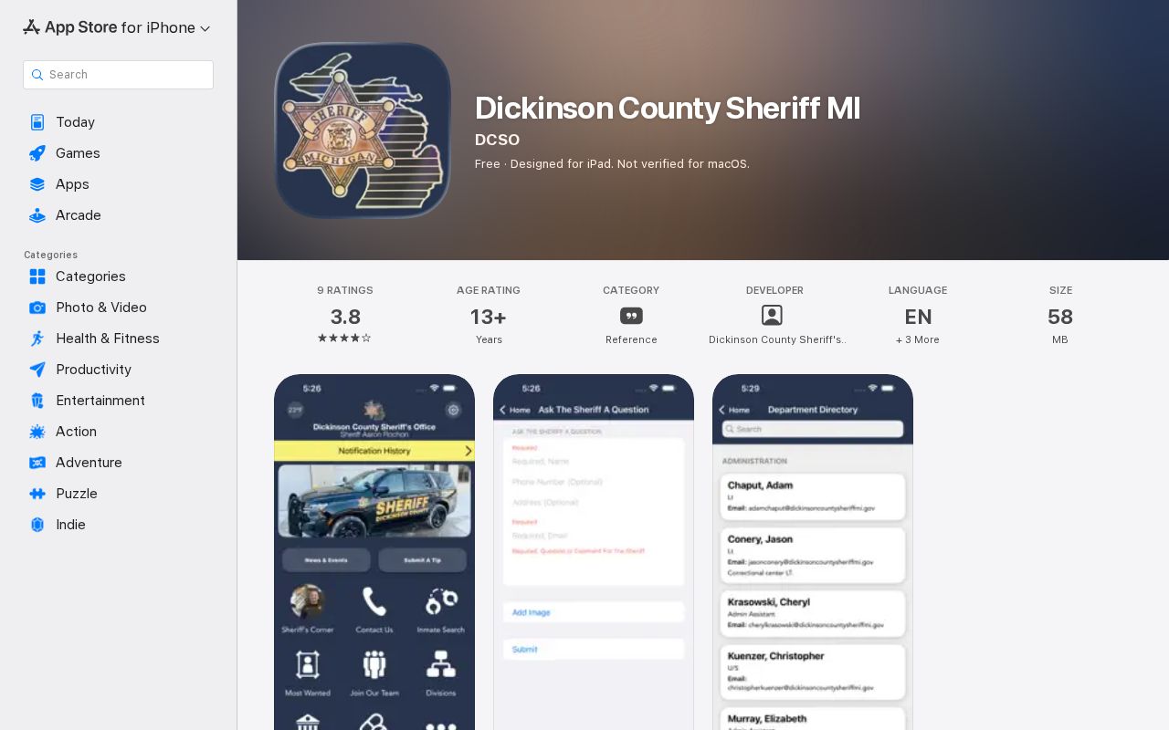 Dickinson County released mugshot sheriff app feature listing