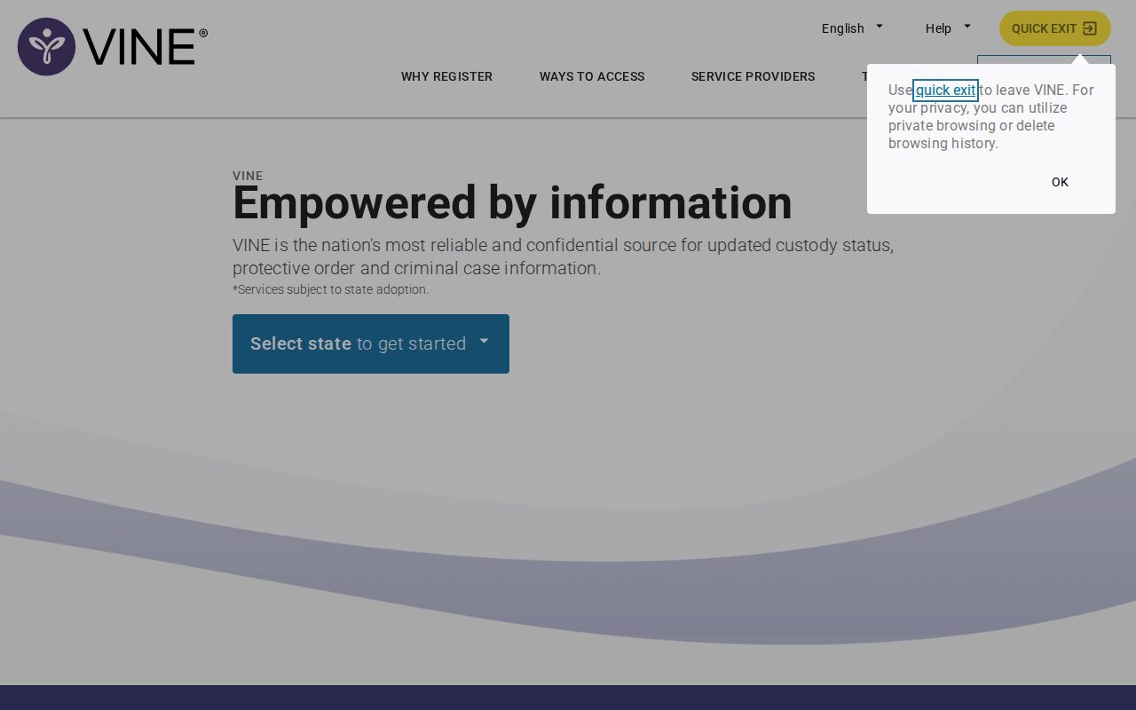 Dickinson County VINELink inmate release search interface